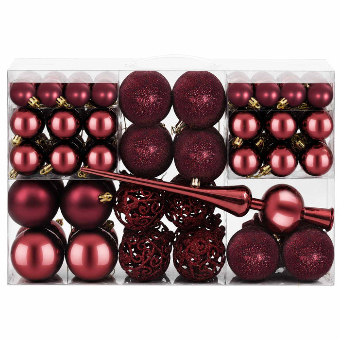 Set de globuri de Crăciun 111 buc. Roșu Vin 6 cm Polistiren WALTI