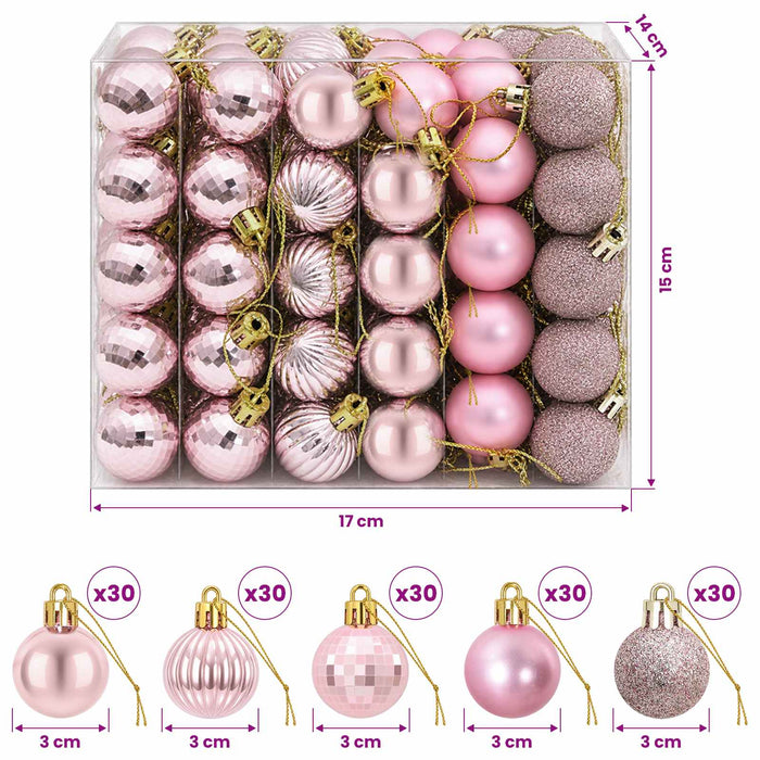 Set de globuri de Crăciun 150 buc. Roz 3 cm Polistiren - WALTI WALTI