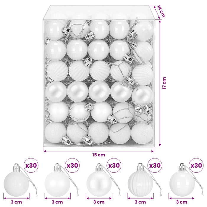 Set de globuri de Crăciun 150 buc. Alb 3 cm Polistiren - WALTI WALTI