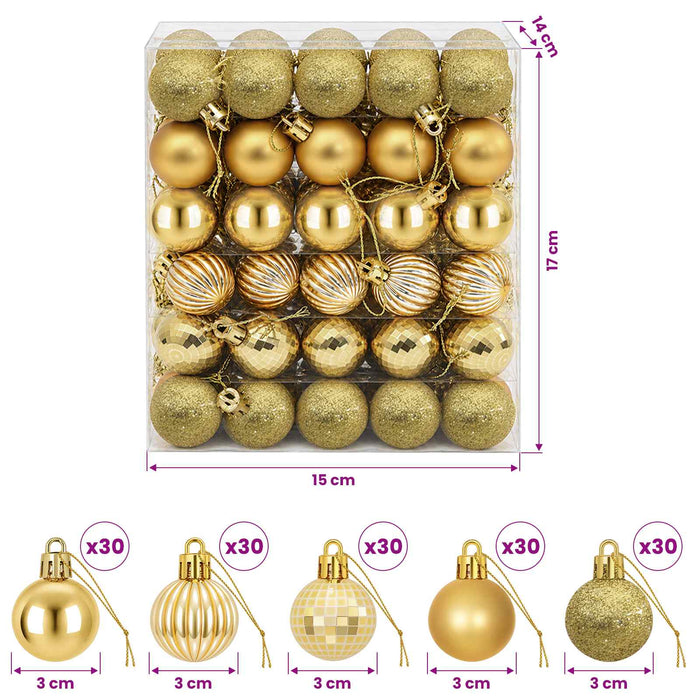 Set de globuri de Crăciun 150 buc. Auriu 3 cm Polistiren - WALTI WALTI