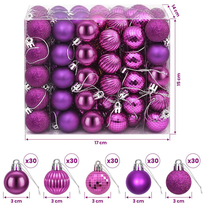 Set de globuri de Crăciun 150 buc. Violet 3 cm Polistiren WALTI