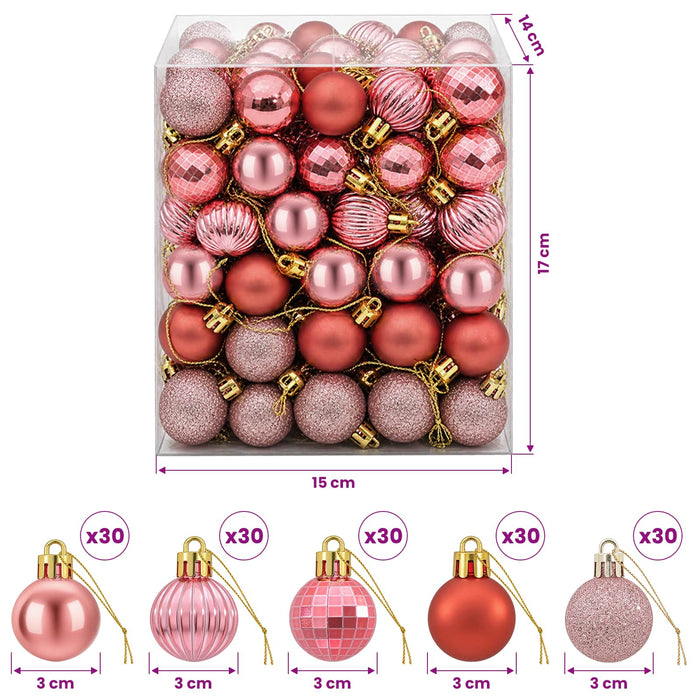 Set de globuri de Crăciun 150 buc. Roz și trandafiriu 3 cm - WALTI WALTI