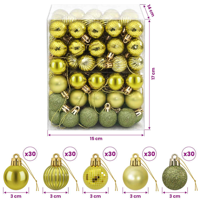 Set de globuri de Crăciun 150 buc. Verde deschis 3 cm - WALTI WALTI