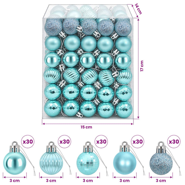 Set de globuri de Crăciun 150 buc. Turcoaz 3 cm Polistiren - WALTI WALTI