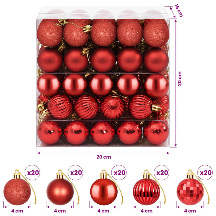Set de globuri de Crăciun 100 buc. Roșu 4 cm Polistiren - WALTI WALTI