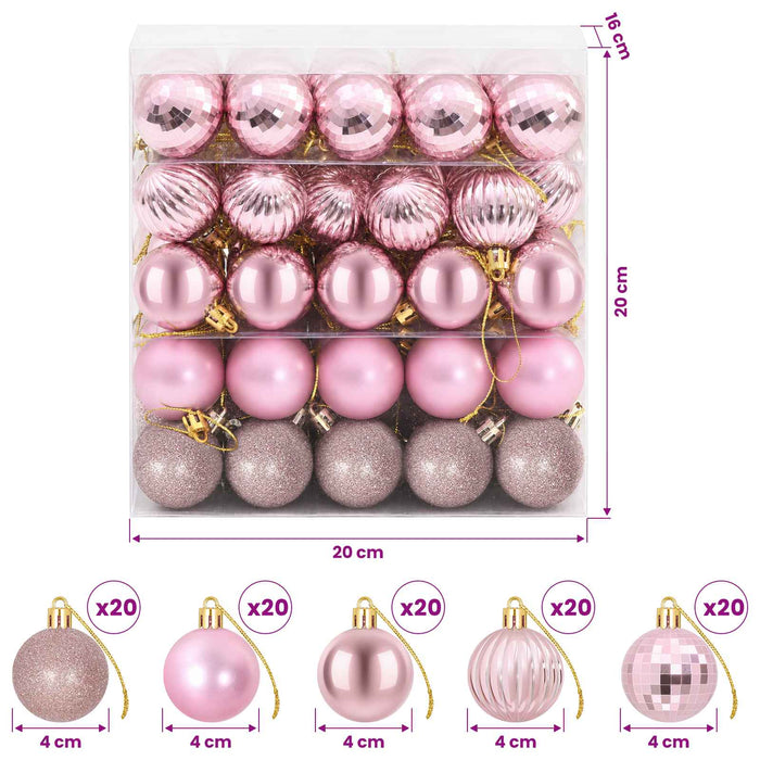 Set de globuri de Crăciun 100 buc. Roz 4 cm Polistiren - WALTI WALTI