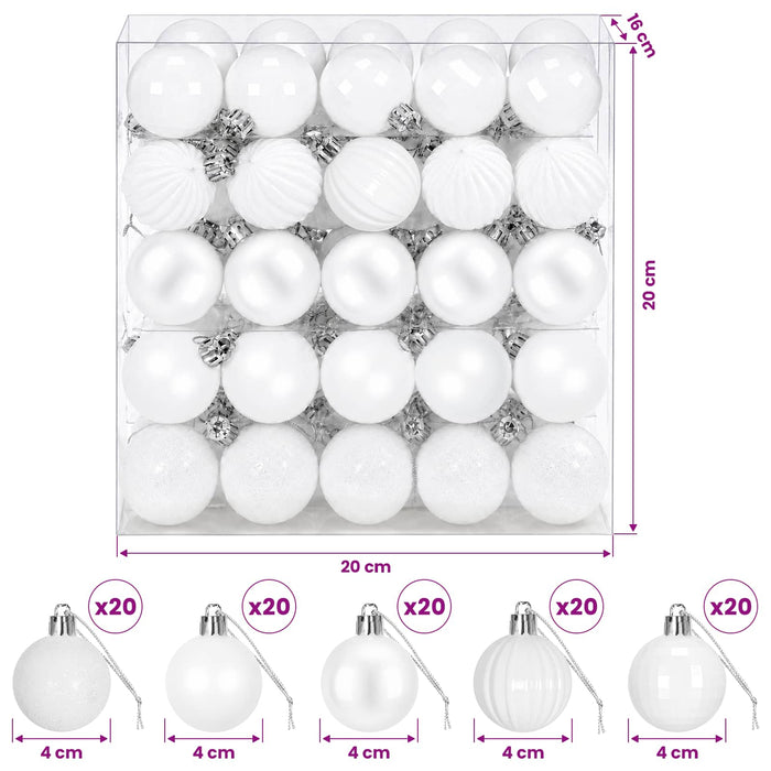 Set de globuri de Crăciun 100 buc. Alb 4 cm Polistiren - WALTI WALTI