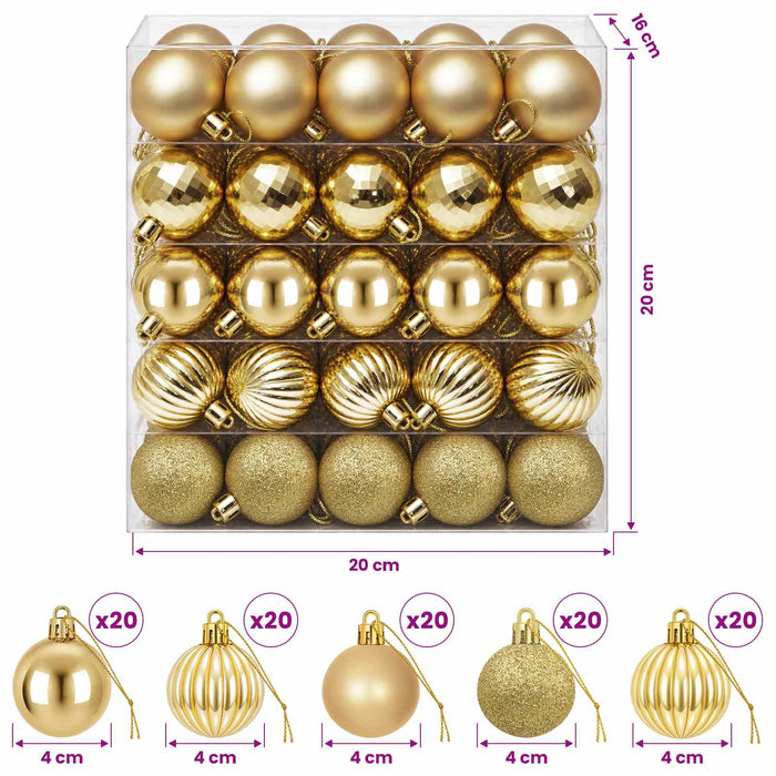 Set de globuri de Crăciun 100 buc. Auriu 4 cm Polistiren WALTI