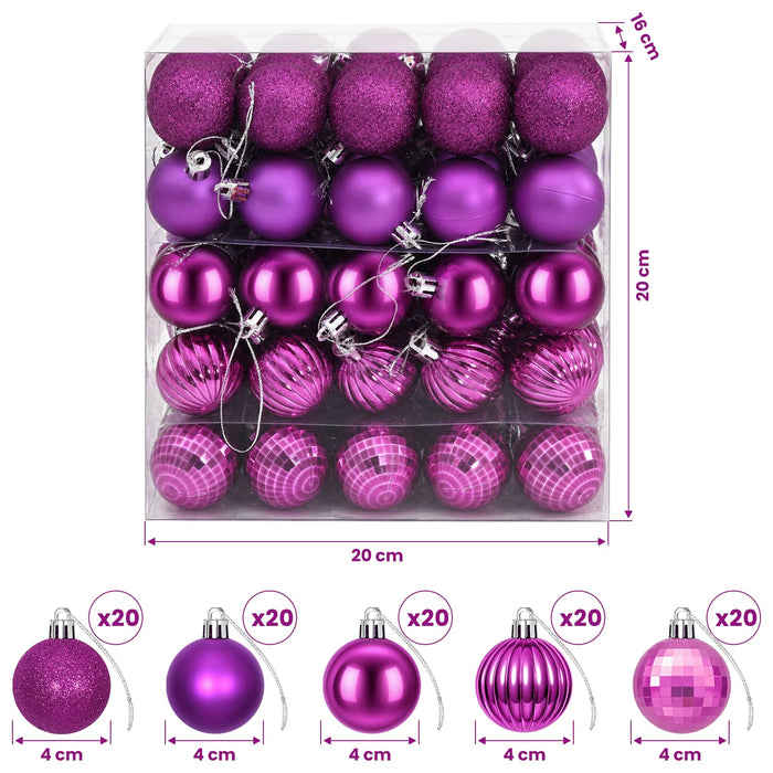 Set de globuri de Crăciun 100 buc. Violet 4 cm Polistiren - WALTI WALTI