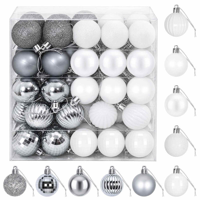 Set de globuri de Crăciun 100 buc. Alb și gri 4 cm Polistiren - WALTI WALTI