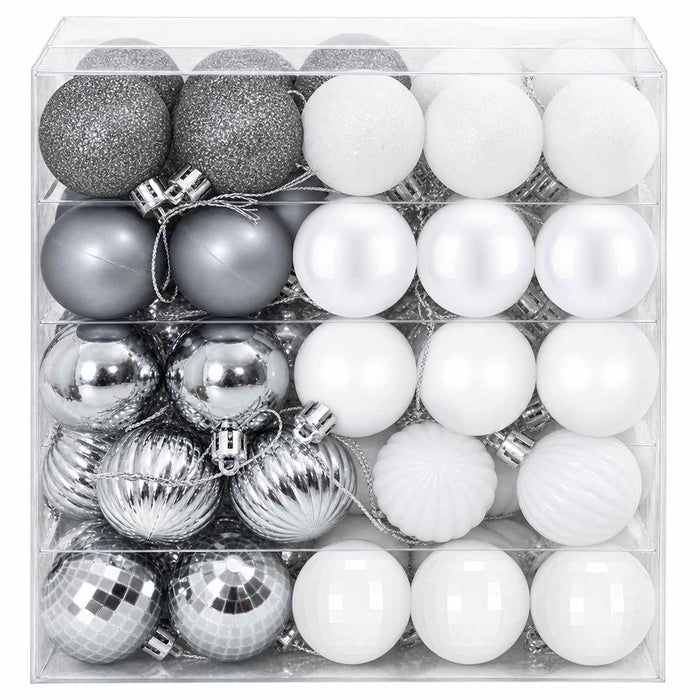 Set de globuri de Crăciun 100 buc. Alb și gri 4 cm Polistiren - WALTI WALTI