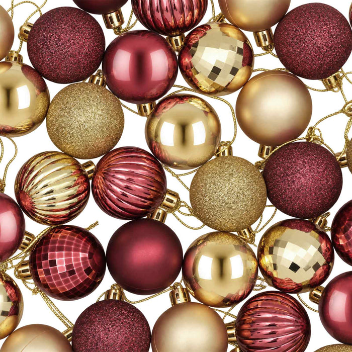 Set de globuri de Crăciun 100 buc. Auriu și roșu vin 4 cm WALTI