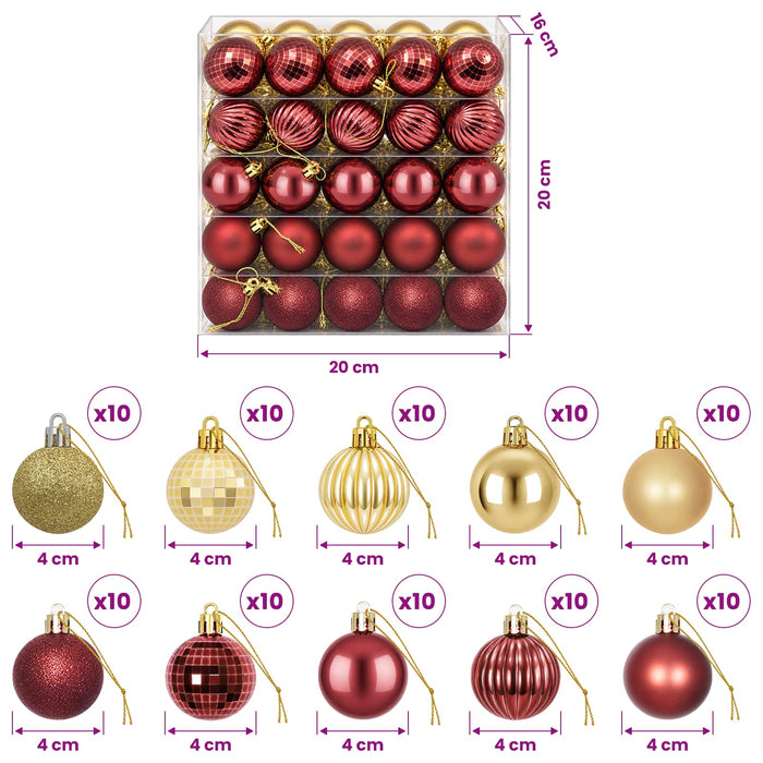 Set de globuri de Crăciun 100 buc. Auriu și roșu vin 4 cm WALTI