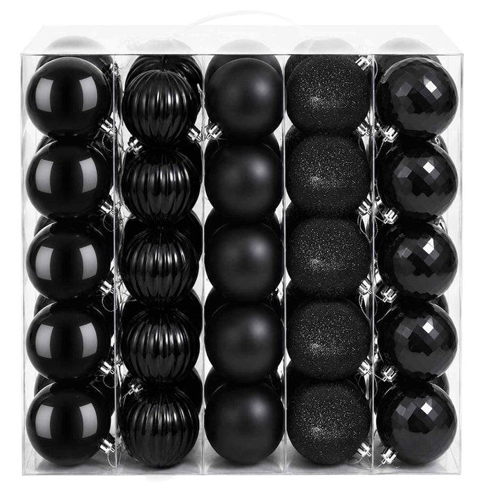Set de globuri de Crăciun 75 buc. Negru 6 cm Polistiren - WALTI WALTI