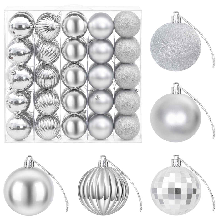 Set de globuri de Crăciun 75 buc. Argintiu 6 cm Polistiren WALTI
