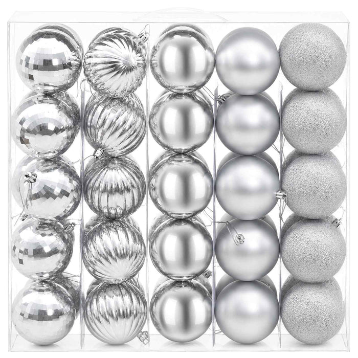 Set de globuri de Crăciun 75 buc. Argintiu 6 cm Polistiren WALTI