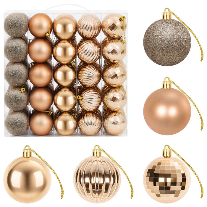 Set de globuri de Crăciun 75 buc. Rose Gold 6 cm Polistiren WALTI