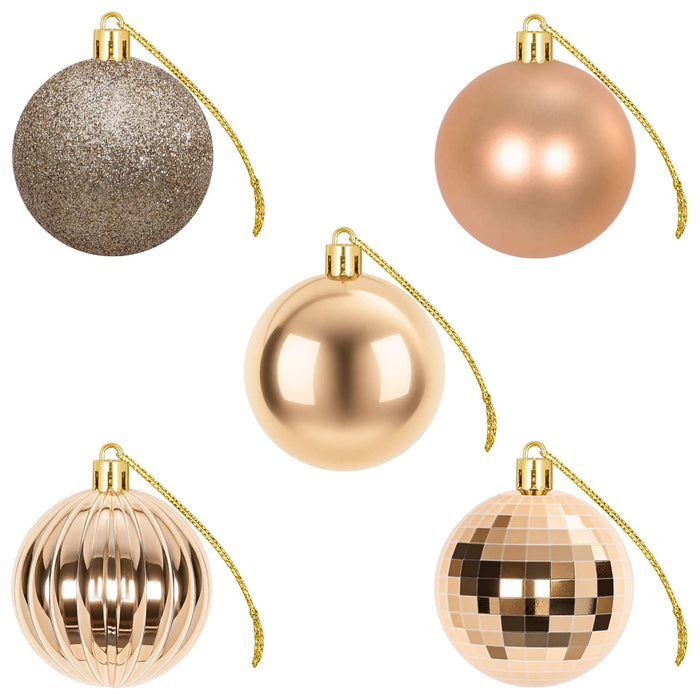 Set de globuri de Crăciun 75 buc. Rose Gold 6 cm Polistiren WALTI