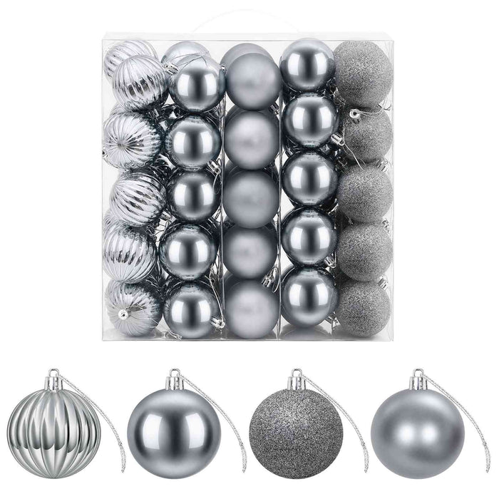 Set de globuri de Crăciun 75 buc. Gri 6 cm Polistiren WALTI