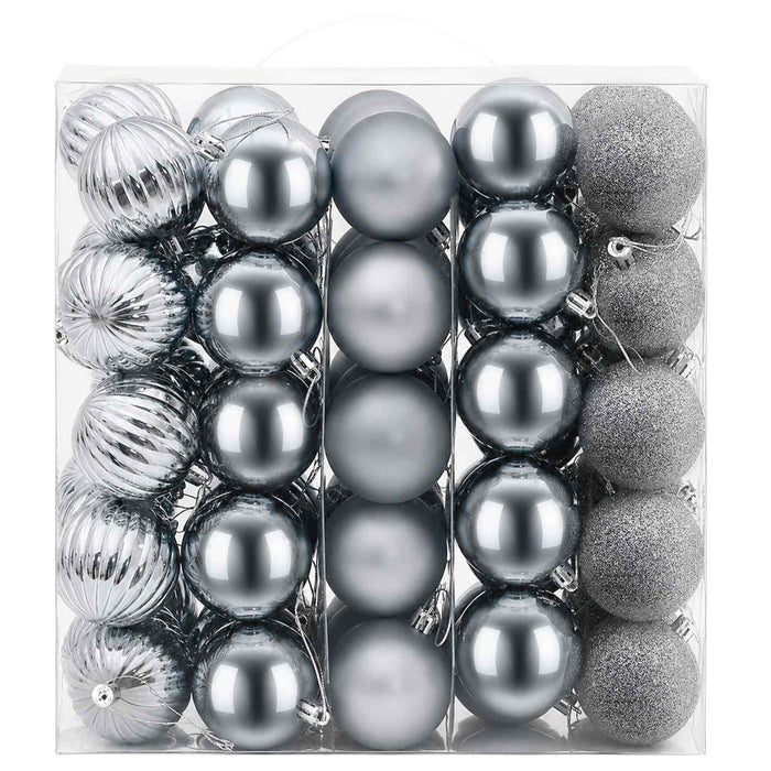 Set de globuri de Crăciun 75 buc. Gri 6 cm Polistiren WALTI