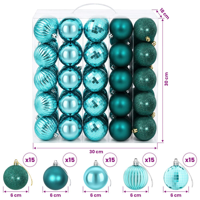 Set de globuri de Crăciun 75 buc. Verde 6 cm Polistiren WALTI