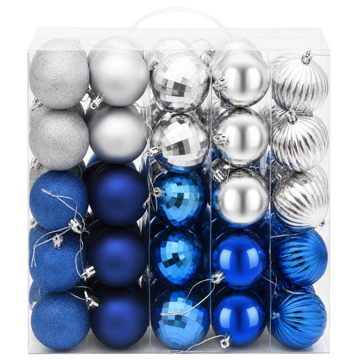 Set de globuri de Crăciun 75 buc. Albastru și argintiu 6 cm WALTI