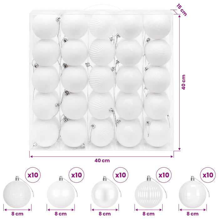 Set de globuri de Crăciun 50 buc. Alb 8 cm Polistiren - WALTI WALTI