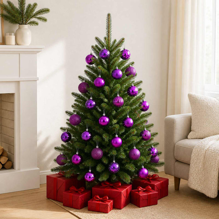Set de globuri de Crăciun 50 buc. Violet 8 cm Polistiren WALTI