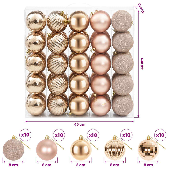 Set de globuri de Crăciun 50 buc. Rose Gold 8 cm Polistiren - WALTI WALTI