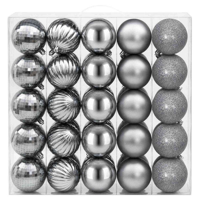 Set de globuri de Crăciun 50 buc. Gri 8 cm Polistiren - WALTI WALTI