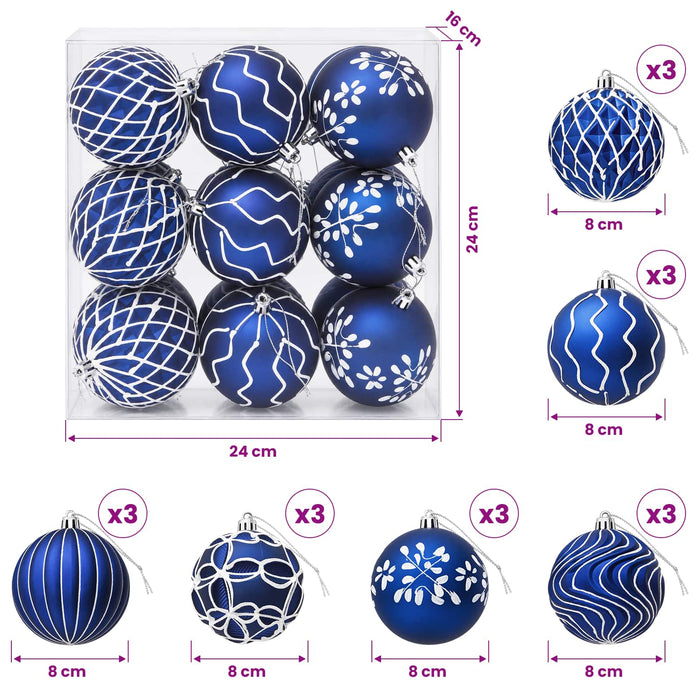 Set de globuri de Crăciun XL 18 buc. Albastru și Alb 8 cm - WALTI WALTI