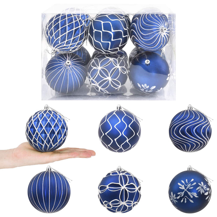 Set de globuri de Crăciun XL 12 buc. Albastru și Alb 10 cm WALTI