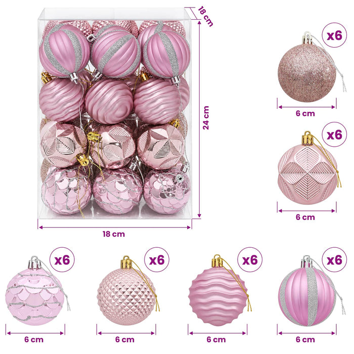 Set de globuri de Crăciun 36 buc. Roz 6 cm Polistiren WALTI