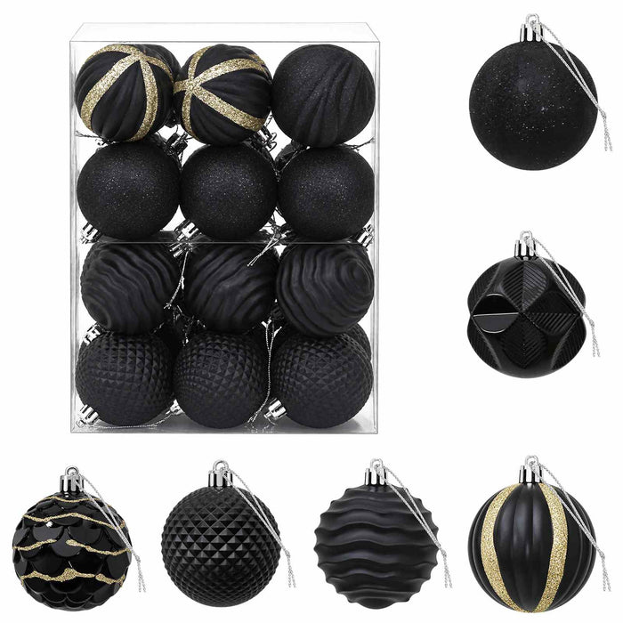 Set de globuri de Crăciun 36 buc. Negru 6 cm Polistiren WALTI