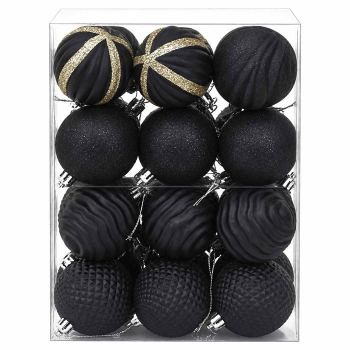 Set de globuri de Crăciun 36 buc. Negru 6 cm Polistiren WALTI