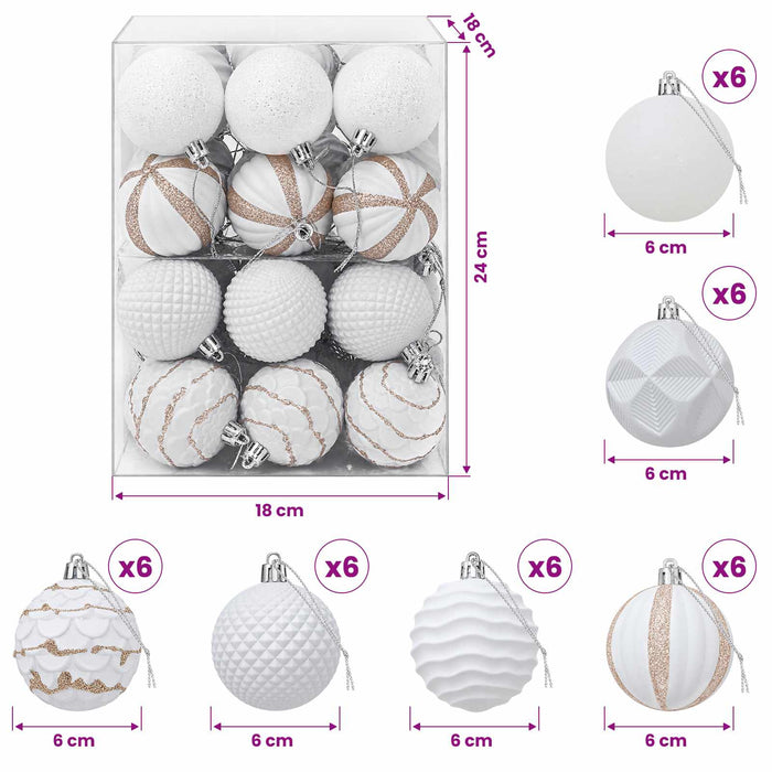 Set de globuri de Crăciun 36 buc. Alb 6 cm Polistiren WALTI