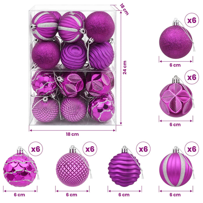 Set de globuri de Crăciun 36 buc. Violet 6 cm Polistiren WALTI