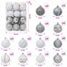 Set de globuri de Crăciun 36 buc. Alb și gri 6 cm Polistiren - WALTI WALTI