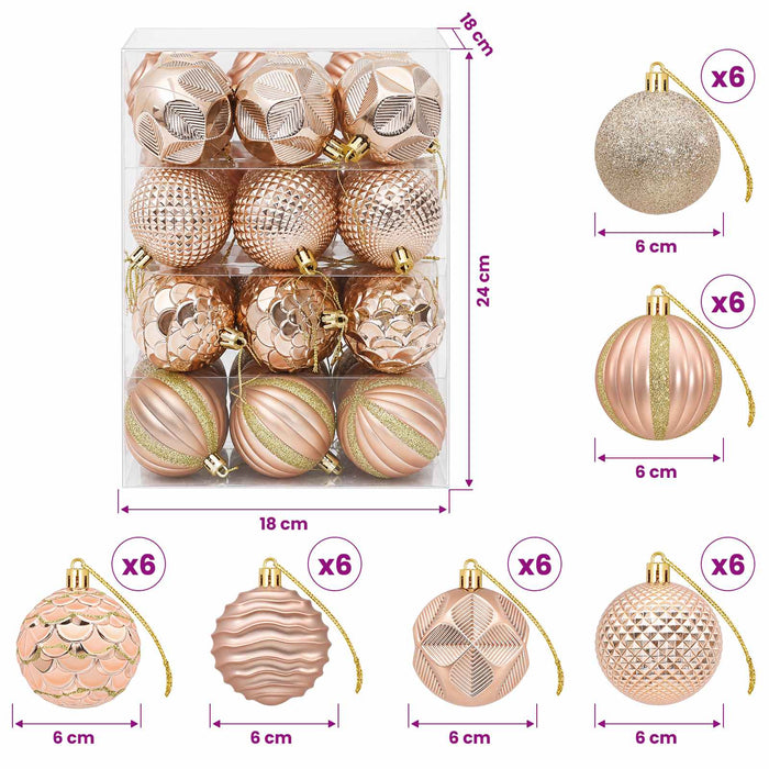 Set de globuri de Crăciun 36 buc. Rose Gold 6 cm Polistiren - WALTI WALTI