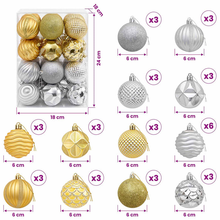 Set de globuri de Crăciun 36 buc. Argintiu și auriu 6 cm WALTI