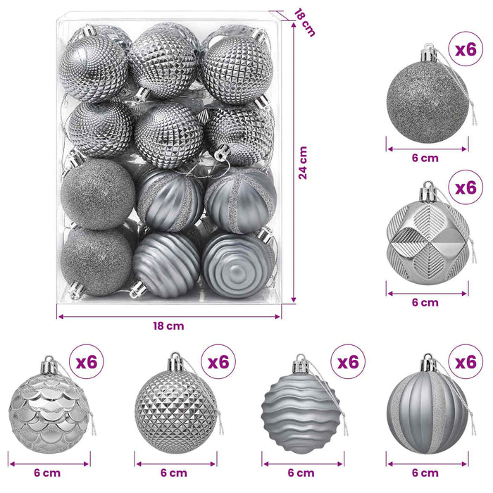 Set de globuri de Crăciun 36 buc. Gri 6 cm Polistiren WALTI