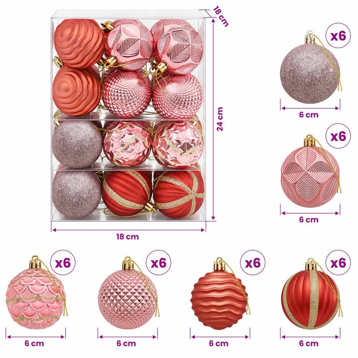 Set de globuri de Crăciun 36 buc. Roz și trandafiriu 6 cm WALTI