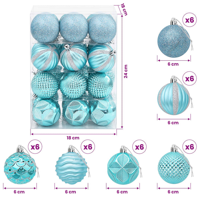 Set de globuri de Crăciun 36 buc. Turcoaz 6 cm Polistiren - WALTI WALTI