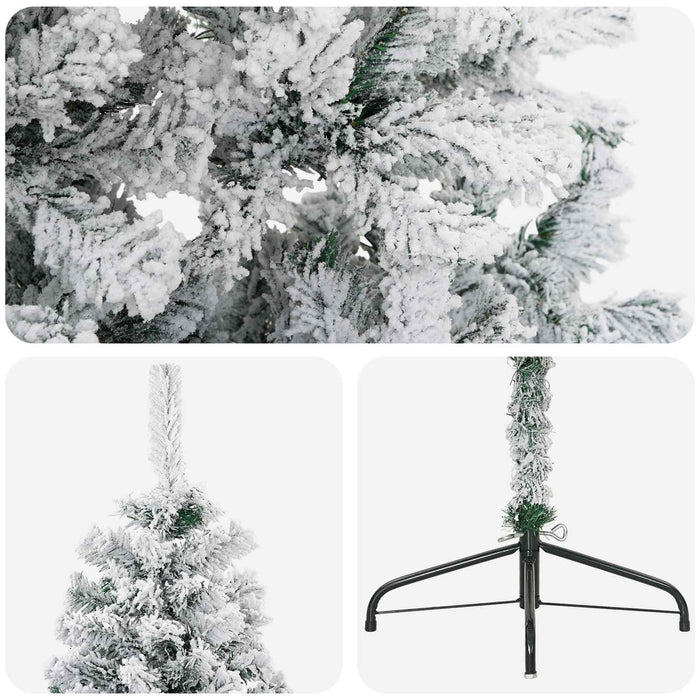 Brad de Crăciun artificial 240 cm PVC și Oțel Verde și alb - WALTI WALTI