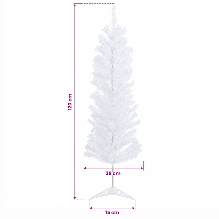 Copac Artificial Slăb de Crăciun 120 cm PVC și Oțel Alb WALTI