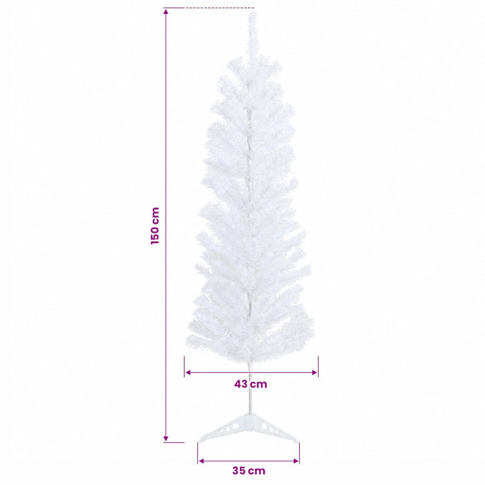 Copac Artificial Slăb de Crăciun 150 cm PVC și Oțel Alb WALTI