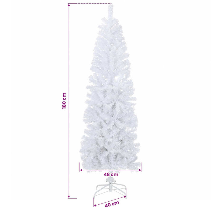 Copac Artificial Slăb de Crăciun 180 cm PVC și Oțel Alb WALTI