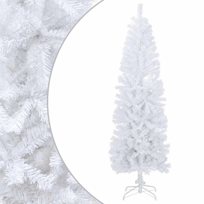 Copac Artificial Slăb de Crăciun 210 cm PVC și Oțel Alb WALTI