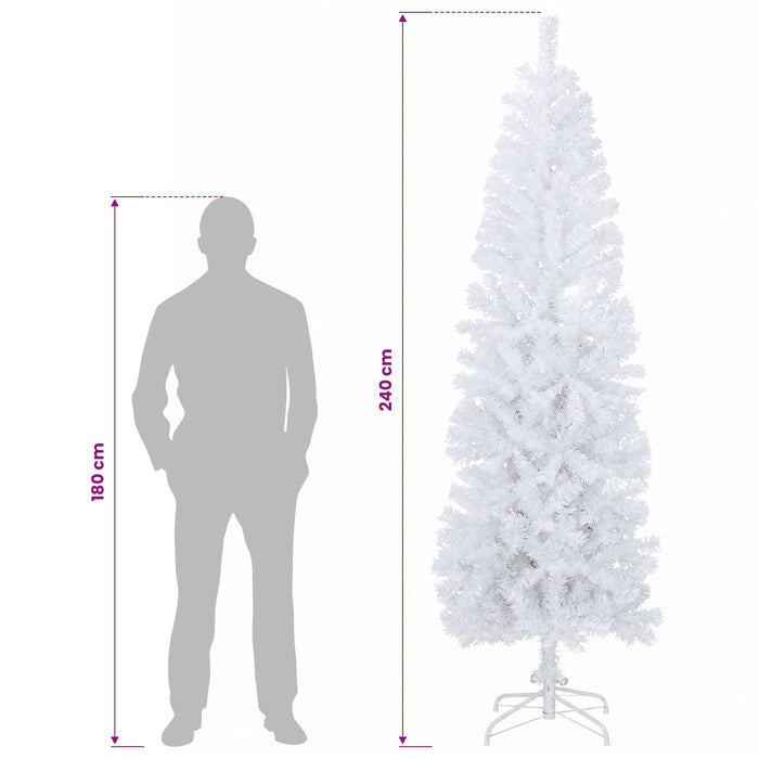 Copac Artificial Slăb de Crăciun 240 cm PVC și Oțel Alb WALTI