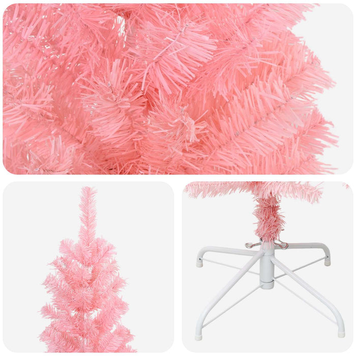 Copac Artificial Slăb de Crăciun 180 cm PVC și Oțel Roz WALTI